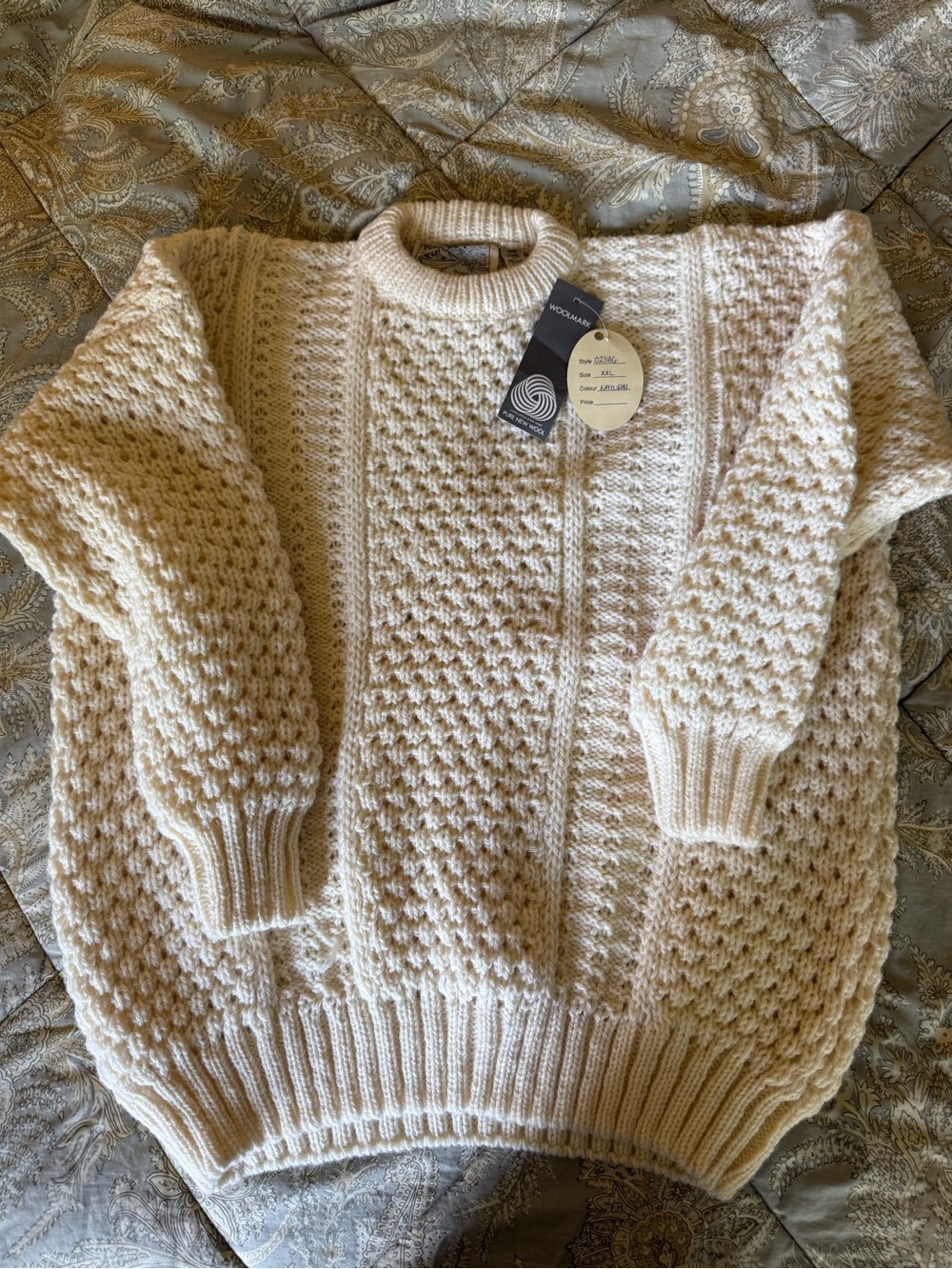 IRISH 100% WOOL SWEATER / Cable-Knit Women’s AUTHENTIC Sweater XXL